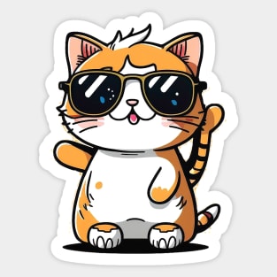 Cute ginger cat wearing sunglasses Sticker